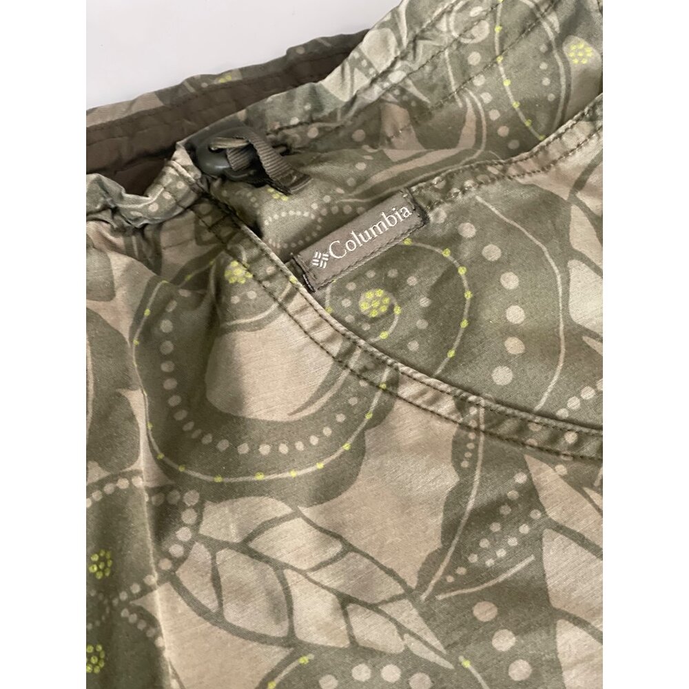 Columbia Womens Olive Floral Print Capris Size L Adjustable Waist 70% Cotton 30% - Picture 3 of 5